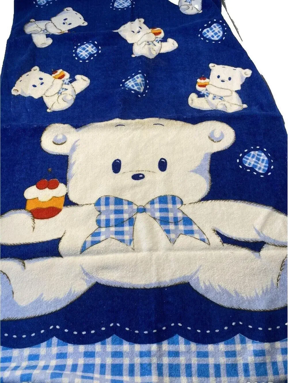 White Teddy Bear Plush Blue Towel & Matching Coin Purse Set *READ*